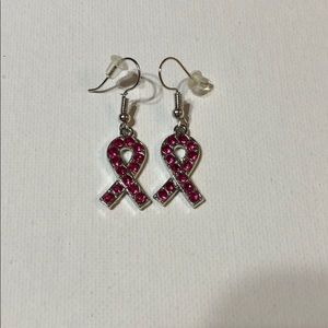 Pink ribbon earrings